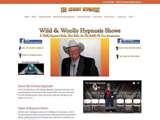 WordPress Website:  The Cowboy Hypnotist