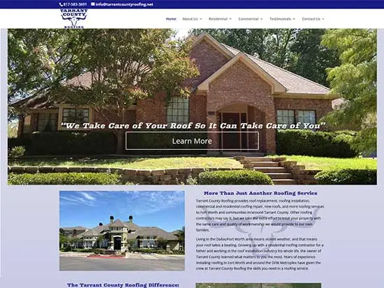 WordPress Website:  Tarrant County Roofing